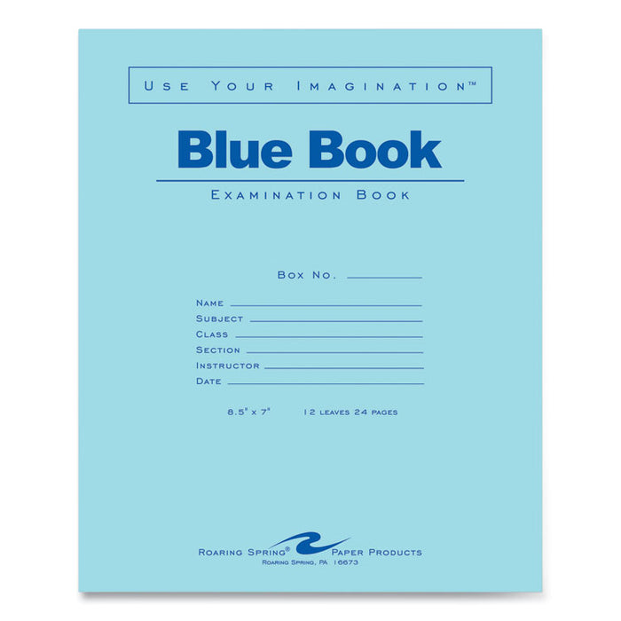 Examination Blue Book, Wide/Legal Rule, Blue Cover, (12) 8.5 x 7 Sheets