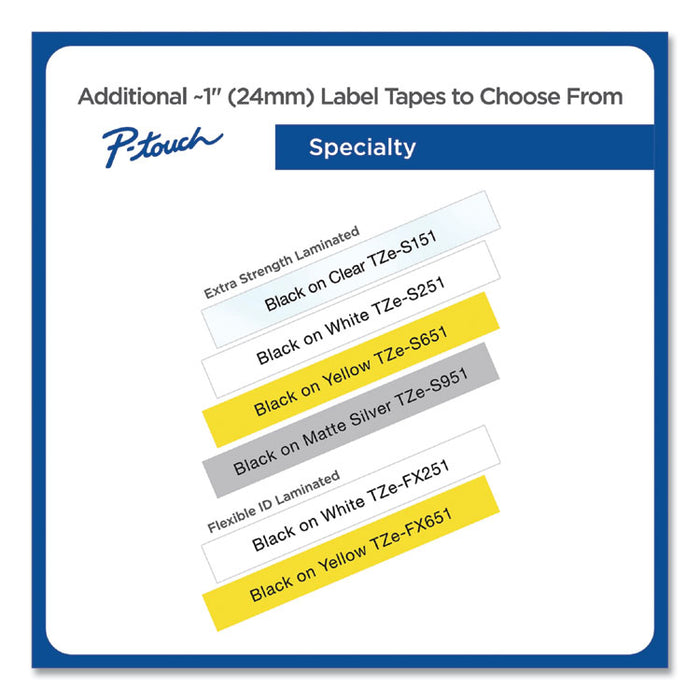 TZ Extra-Strength Adhesive Laminated Labeling Tape, 0.94" x 26.2 ft, Black on Matte Silver