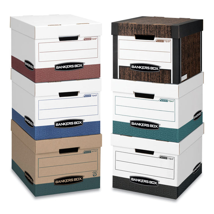 R-KIVE Heavy-Duty Storage Boxes, Letter/Legal Files, 12.75" x 16.5" x 10.38", Woodgrain, 4/Carton