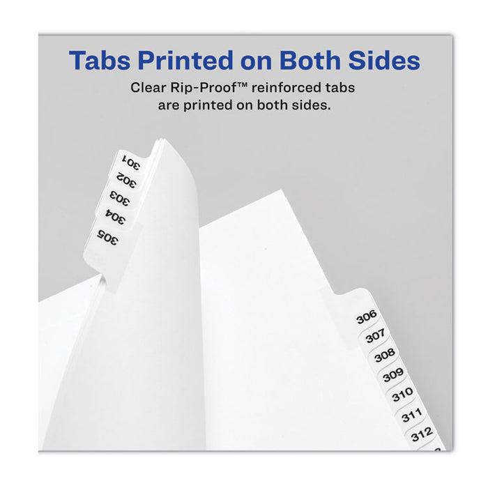 Preprinted Legal Exhibit Side Tab Index Dividers, Avery Style, 10-Tab, 52, 11 x 8.5, White, 25/Pack, (1052)
