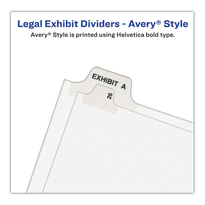 Preprinted Legal Exhibit Side Tab Index Dividers, Avery Style, 26-Tab, P, 11 x 8.5, White, 25/Pack, (1416)
