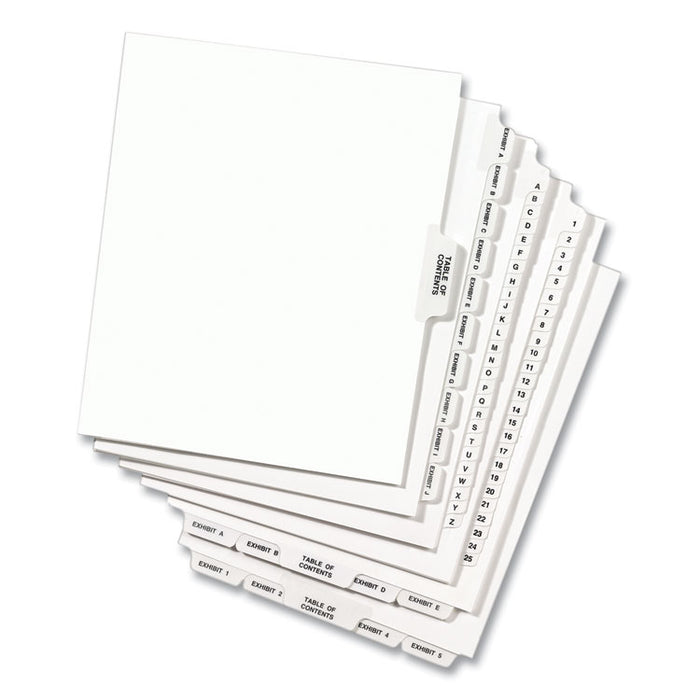 Preprinted Legal Exhibit Side Tab Index Dividers, Avery Style, 10-Tab, 52, 11 x 8.5, White, 25/Pack, (1052)