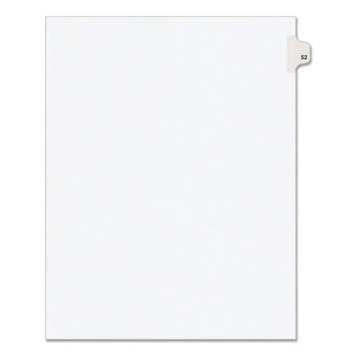 Preprinted Legal Exhibit Side Tab Index Dividers, Avery Style, 10-Tab, 52, 11 x 8.5, White, 25/Pack, (1052)