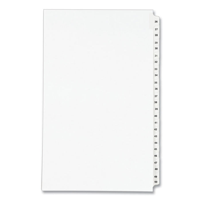 Preprinted Legal Exhibit Side Tab Index Dividers, Avery Style, 25-Tab, 26 to 50, 14 x 8.5, White, 1 Set, (1431)