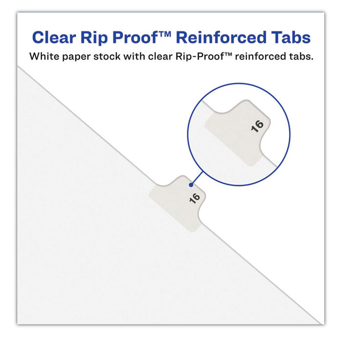 Preprinted Legal Exhibit Side Tab Index Dividers, Avery Style, 10-Tab, 15, 11 x 8.5, White, 25/Pack