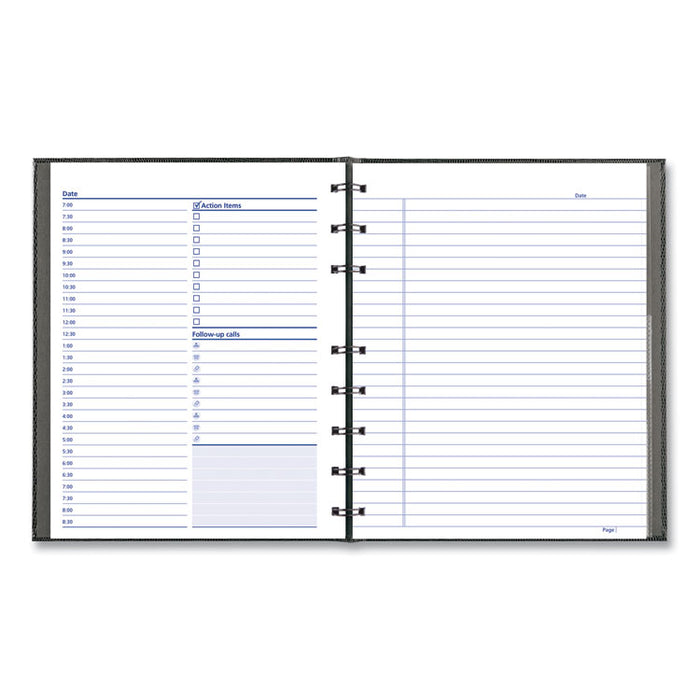 NotePro Undated Daily Planner, 9.25 x 7.25, Black Cover, Undated