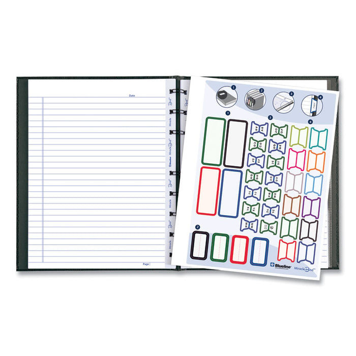MiracleBind Notebook, 1-Subject, Medium/College Rule, Black Cover, (75) 9.25 x 7.25 Sheets