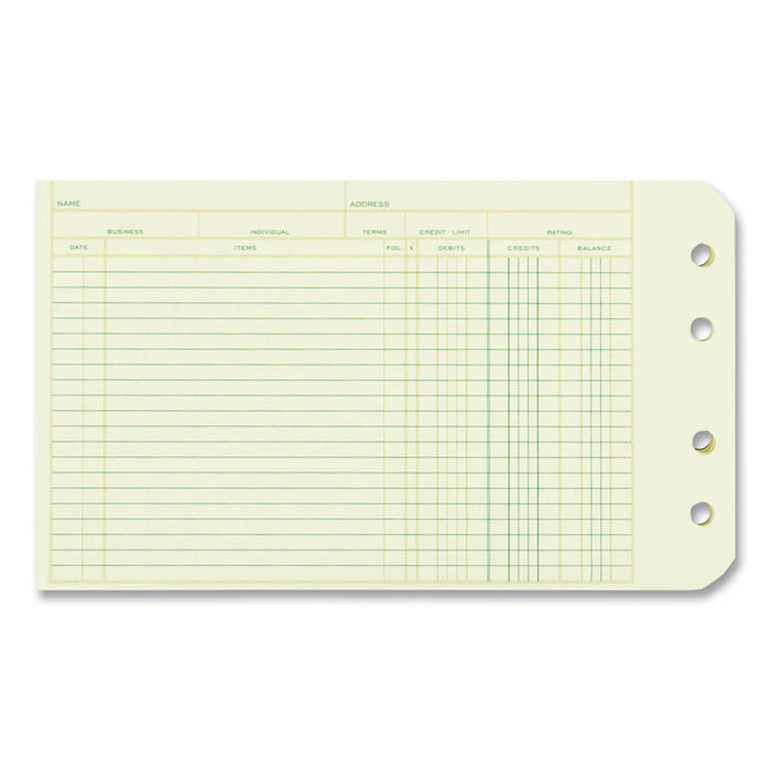 Four-Ring Binder Refill Sheets, 5 x 8.5, Green, 100/Pack