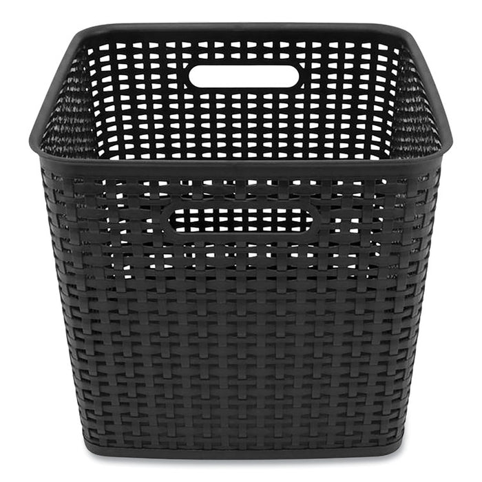 Plastic Weave Bin, Extra Large, 12.6" x 11.1" x 16.6", Black