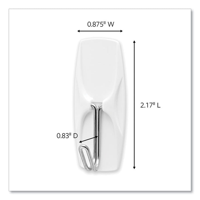 Medium Wire Hooks, Metal Wire, Silver/White, Supports 2 lb, 13/Pack
