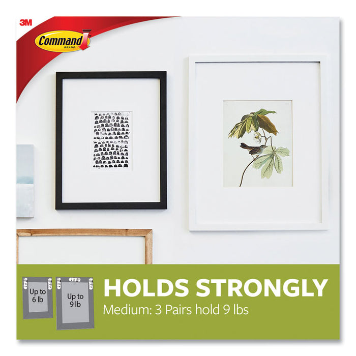 Damage-Free Hanging Picture Hanging Strip Pairs, Holds Up to 2.5 lb, Medium: 0.63" x 2.75", White, 22/Pack