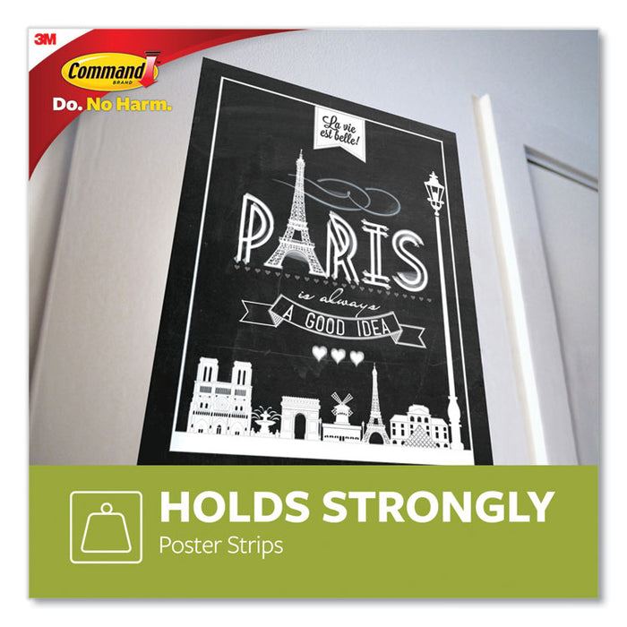 Poster Strip Pairs, Holds Up to 1 lb, 0.63" x 1.75", White, 104/Pack