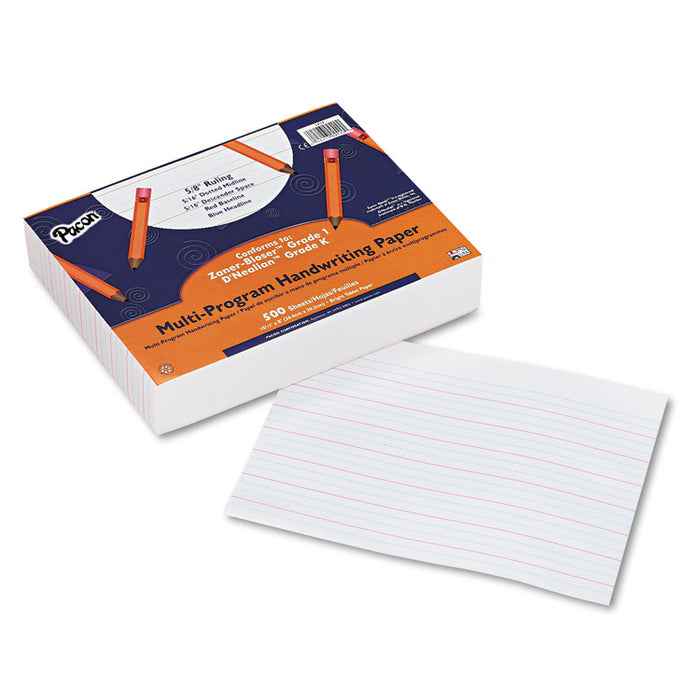 Multi-Program Handwriting Paper, 16 lb, 5/8" Long Rule, One-Sided, 8 x 10.5, 500 Sheets/Ream