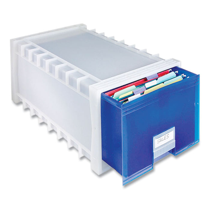 Archive Storage Drawers, Letter/Legal Files, 15.3" x 24.25" x 11.38", Blue/White