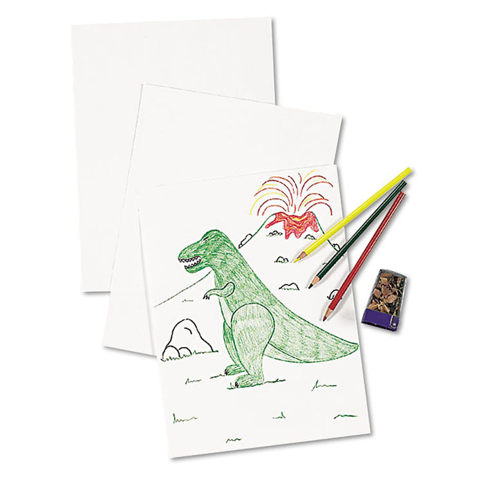 White Drawing Paper, 57 lb Text Weight, 9 x 12, Pure White, 500/Ream