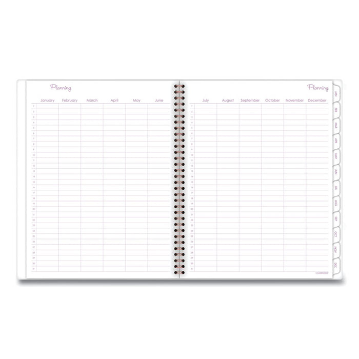 Mina Weekly/Monthly Planner, Floral Artwork, 11 x 8.5, White/Violet/Peach Cover, 12-Month (Jan to Dec): 2026