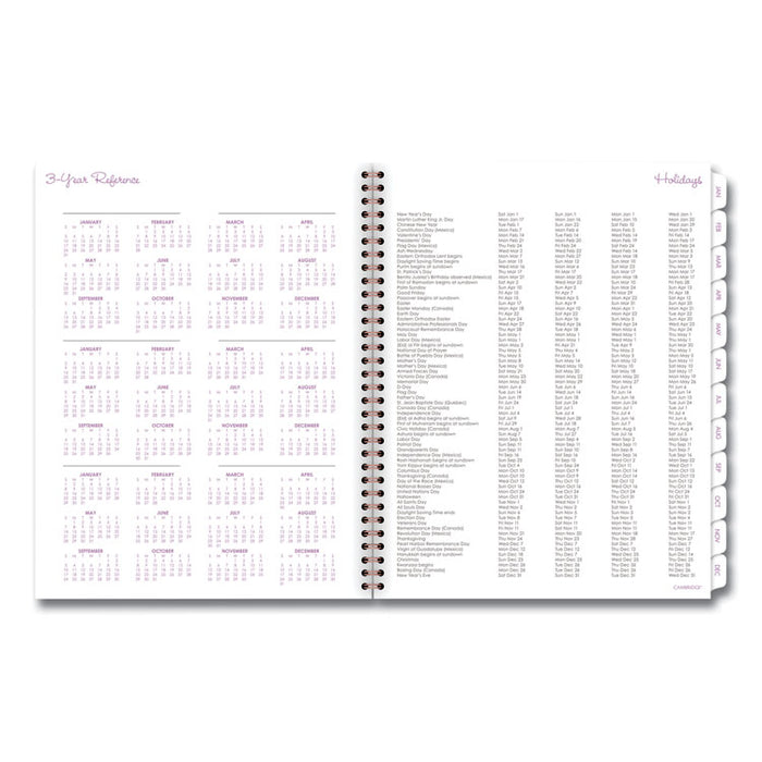 Mina Weekly/Monthly Planner, Floral Artwork, 11 x 8.5, White/Violet/Peach Cover, 12-Month (Jan to Dec): 2026