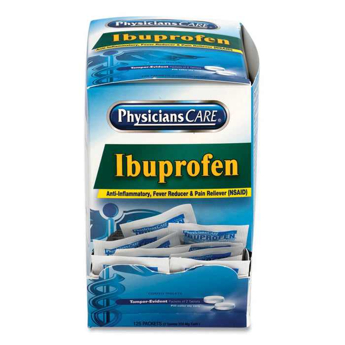 Ibuprofen Pain Reliever Tablets, Two-Pack, 125 Packs/Box