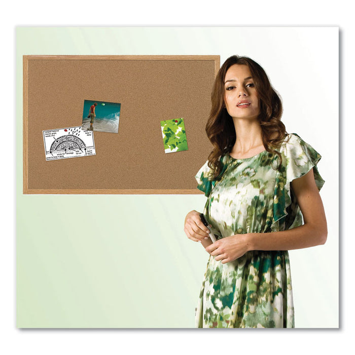 Earth Cork Board, 72" x 48", Tan Surface, Oak Finished Wood Frame