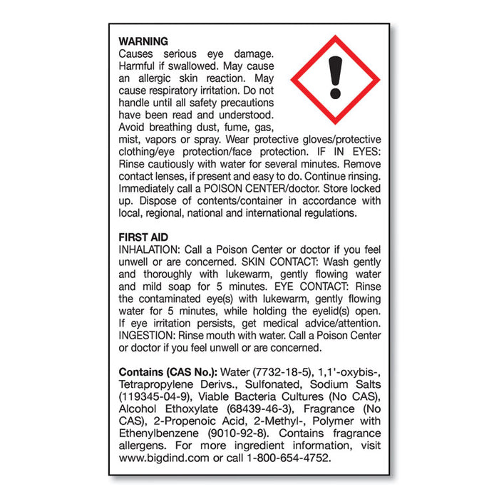 Enzym D Digester Deodorant, Mint, 1 gal, Bottle, 4/Carton