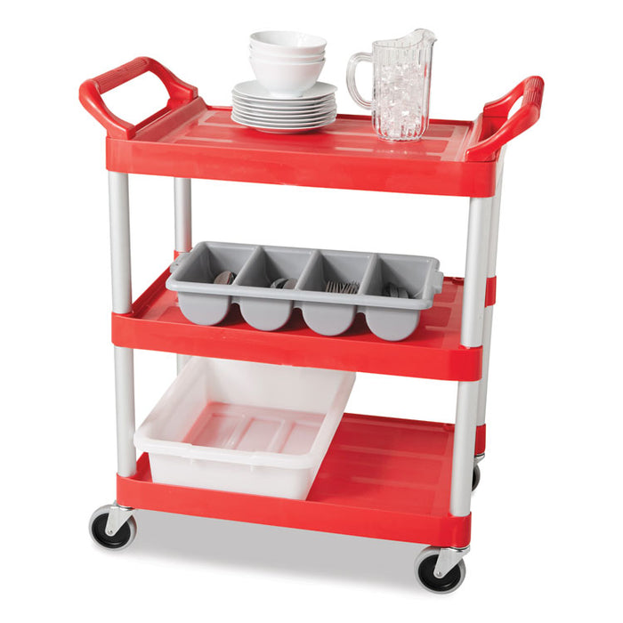 Cutlery Bin, 4 Compartments, 11.5 x 21.25 x 3.75, Plastic, Gray