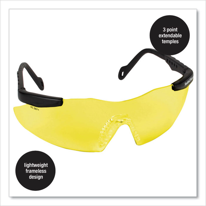 Magnum 3G Safety Eyewear, Frameless, Yellow/Amber Single Lens, 12/Box