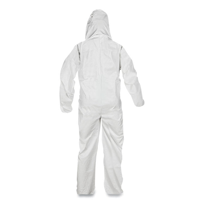 A45 Liquid/Particle Protection Surface Prep/Paint Coveralls, Hood, Elastic Wrist/Ankles, 4XL, White, 25/Carton