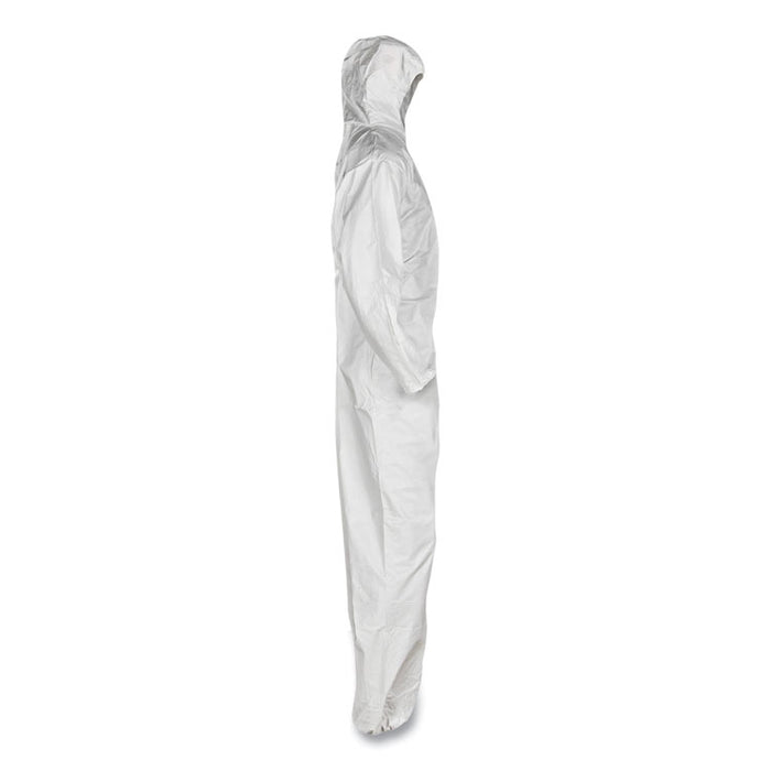 A20 Breathable Particle Protection Coveralls, Zip Front, Elastic Back, Hood, Medium, White, 24/Carton