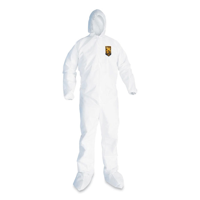 A20 Breathable Particle Protection Coveralls, Elastic Back, Hood and Boots, 4X-Large, White, 20/Carton