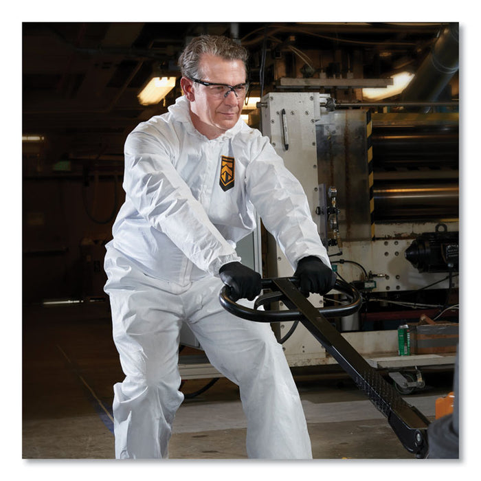 A45 Liquid/Particle Protection Surface Prep/Paint Coveralls, Hood, Elastic Wrist/Ankles, 4XL, White, 25/Carton