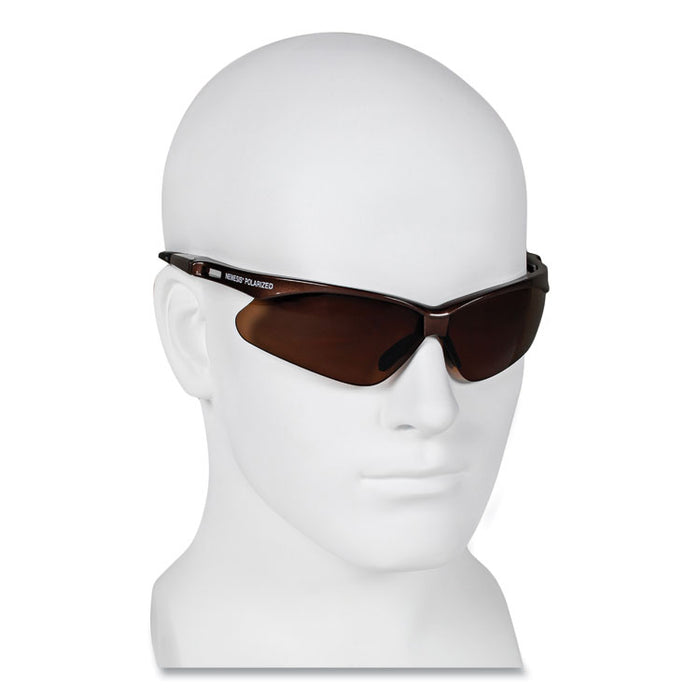 Nemesis Safety Glasses, Brown Half Frame, Polarized Brown Dual Lens, 12/Box