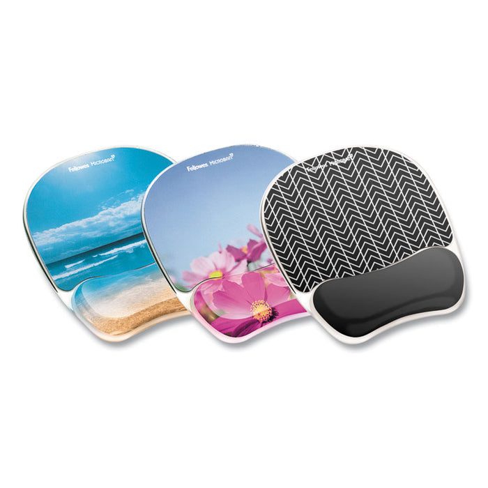 Photo Gel Mouse Pad with Wrist Rest with Microban Protection, 9.25 x 7.87, Pink Flowers Design