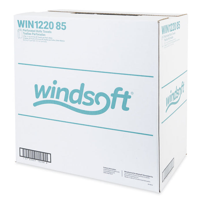 Kitchen Roll Towels, 2-Ply, 11 x 8.5, White, 85/Roll, 30 Rolls/Carton