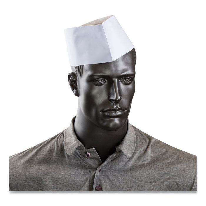 Classy Cap, Crepe Paper, Adjustable, One Size Fits All, White, 100 Caps/Pack, 10 Packs/Carton