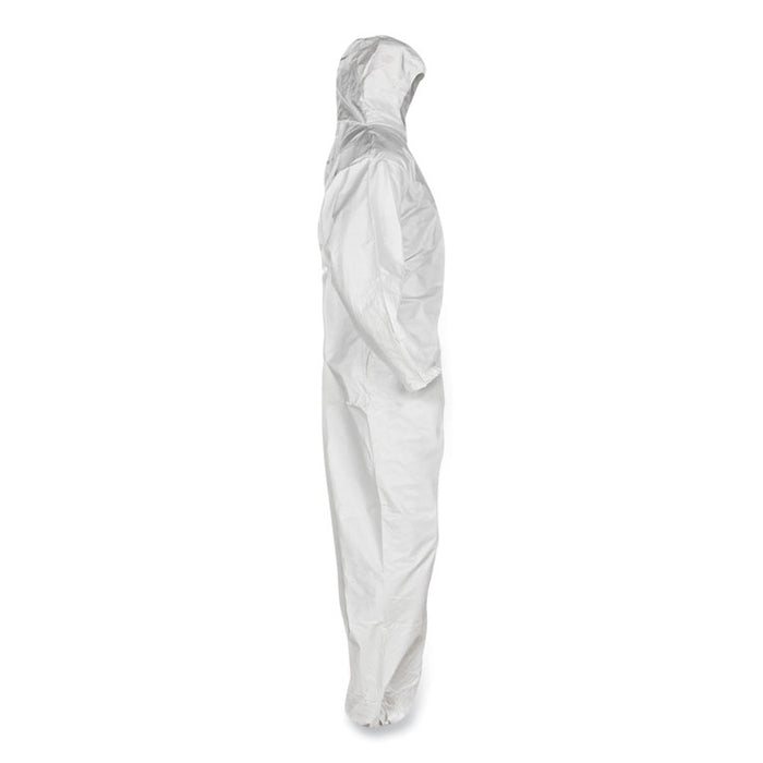 A45 Liquid/Particle Protection Surface Prep/Paint Coverall, Zipper Front, Elastic Wrist/Ankle/Hood, 2XL, White, 25/Carton