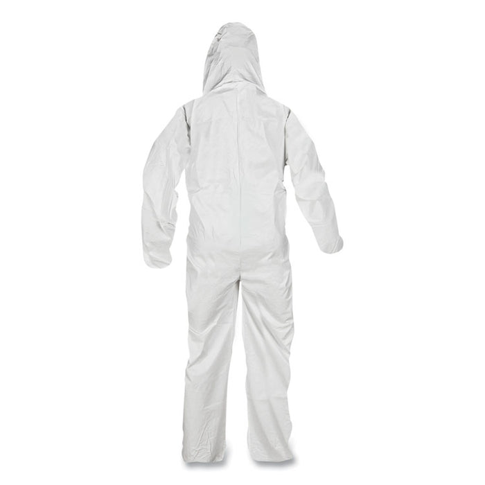 A45 Liquid/Particle Protection Surface Prep/Paint Coverall, Zipper Front, Elastic Wrist/Ankles/Hood, XL, White, 25/Carton