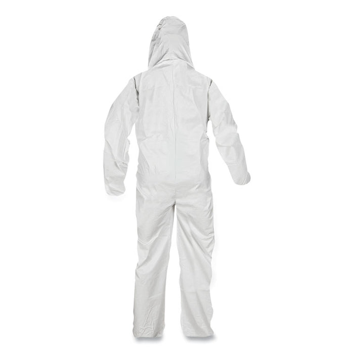A45 Liquid/Particle Protection Surface Prep/Paint Coverall, Zipper Front, Elastic Wrist/Ankle/Hood, 3XL, White, 25/Carton