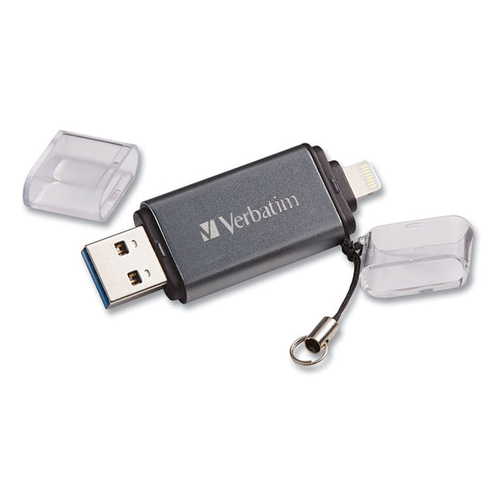 Store 'n' Go Dual USB 3.0 Flash Drive for Apple Lightning Devices, 32 GB, Graphite