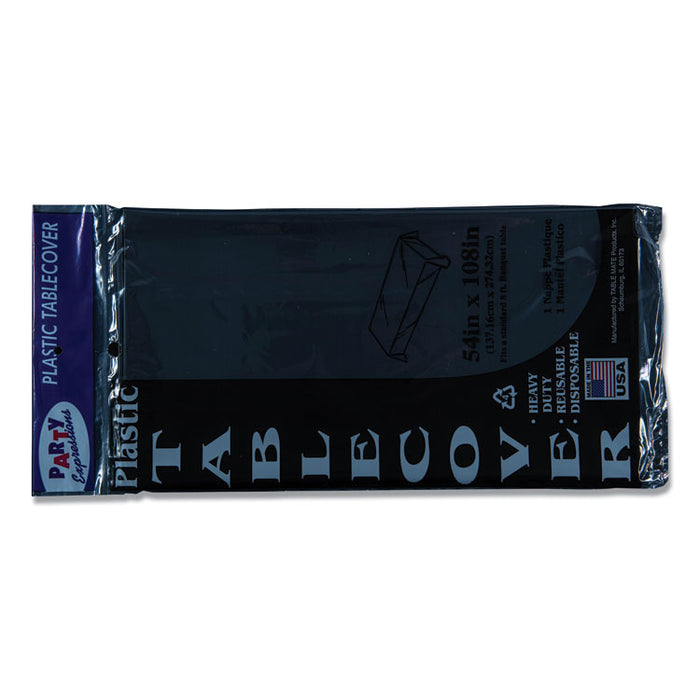 Table Set Rectangular Table Covers, Heavyweight Plastic, 54" x 108", Black, 6/Pack