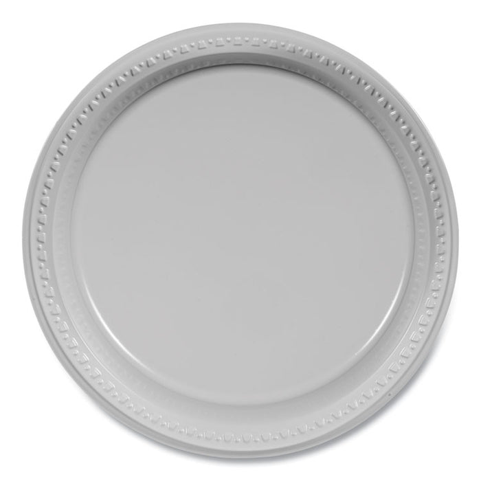 Plastic Dinnerware, Plates, 10.25" dia, White, 125/Pack