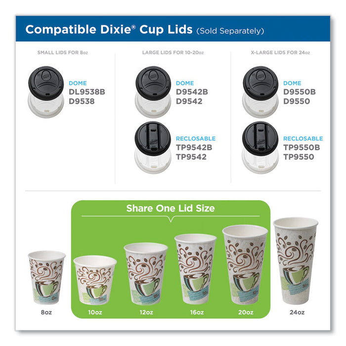 PerfecTouch Paper Hot Cups, 10 oz, Coffee Haze Design, 25/Sleeve, 20 Sleeves/Carton