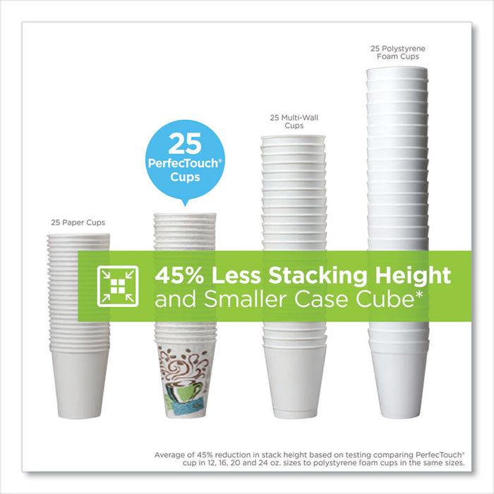 PerfecTouch Paper Hot Cups, 20 oz, Coffee Haze Design, 25/Sleeve, 20 Sleeves/Carton