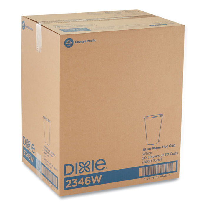 Paper Hot Cups, 16 oz, White, 50/Sleeve, 20 Sleeves/Carton