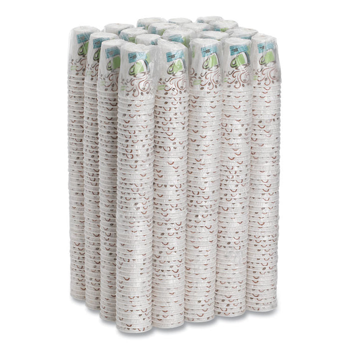 PerfecTouch Paper Hot Cups, 12 oz, Coffee Haze Design, Individually Wrapped, 1,000/Carton