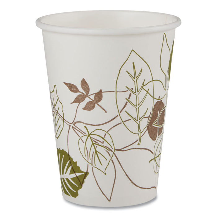 Pathways Paper Hot Cups, WiseSize, 12 oz, White/Brown, 25/Pack