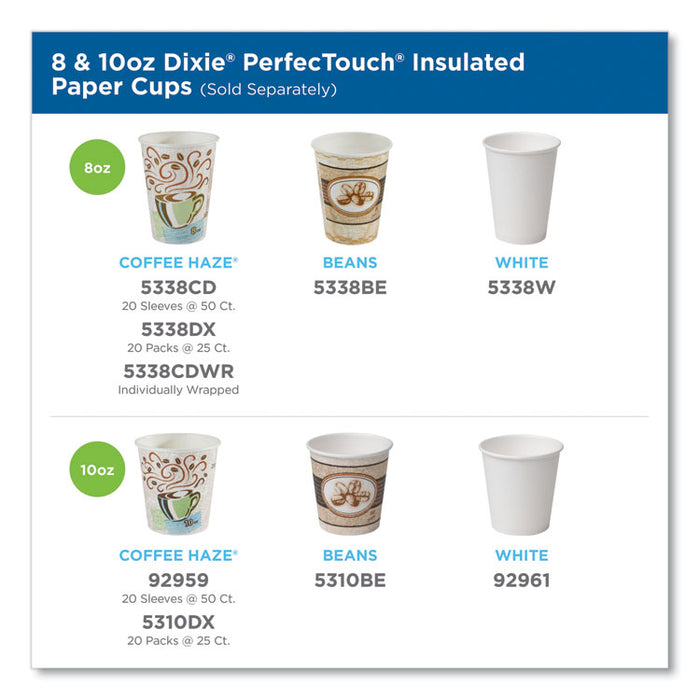 PerfecTouch Paper Hot Cups, 10 oz, Coffee Haze Design, 25/Pack