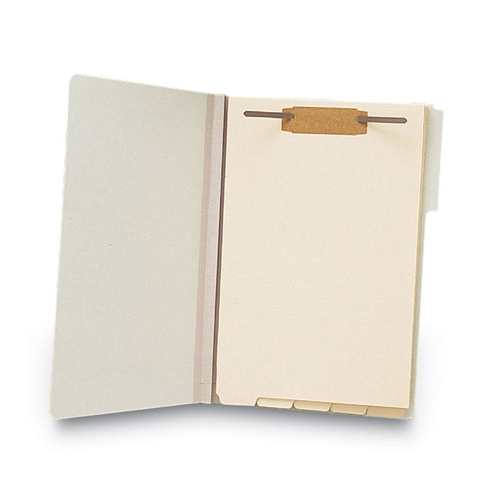Stackable Folder Dividers with Fasteners, End Tab: 1/5-Cut, 1 Fastener, Legal Size, Manila, 4 Dividers/Set, 50 Sets/Pack