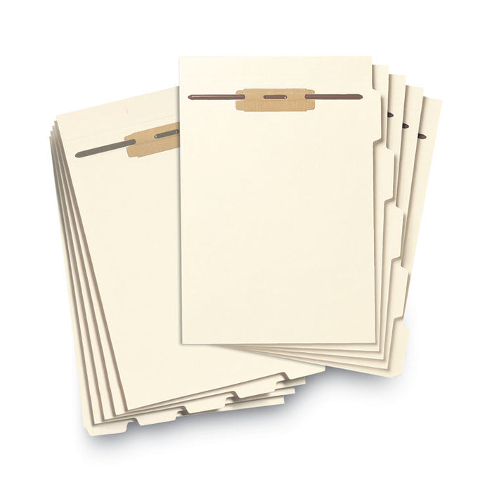 Stackable Folder Dividers with Fasteners, End Tab: 1/5-Cut, 1 Fastener, Letter Size, Manila, 4 Dividers/Set, 50 Sets/Pack