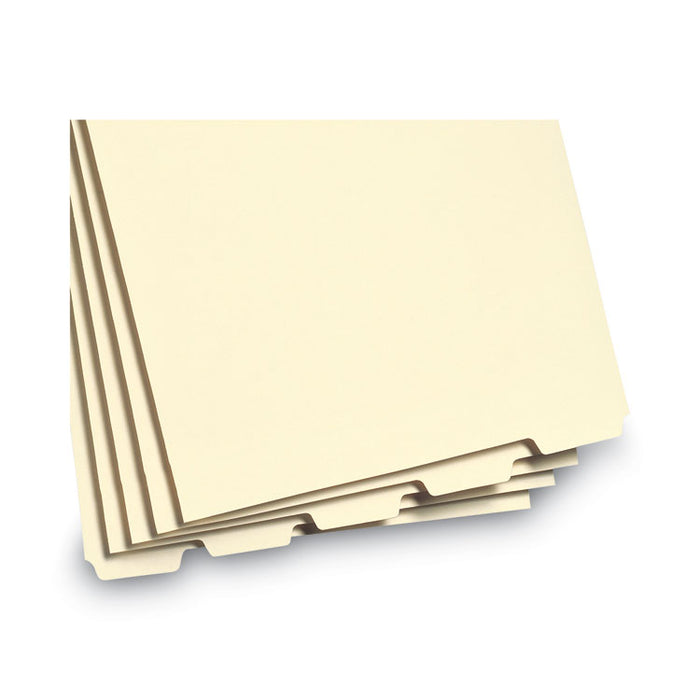 Stackable Folder Dividers with Fasteners, End Tab: 1/5-Cut, 1 Fastener, Legal Size, Manila, 4 Dividers/Set, 50 Sets/Pack