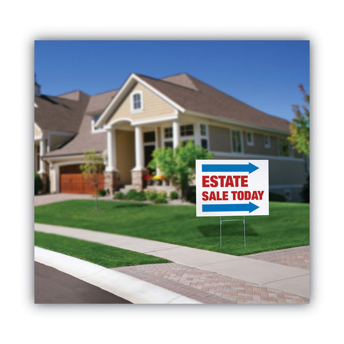Stake Sign, Blank White, Includes Directional Arrows,  15 x 19